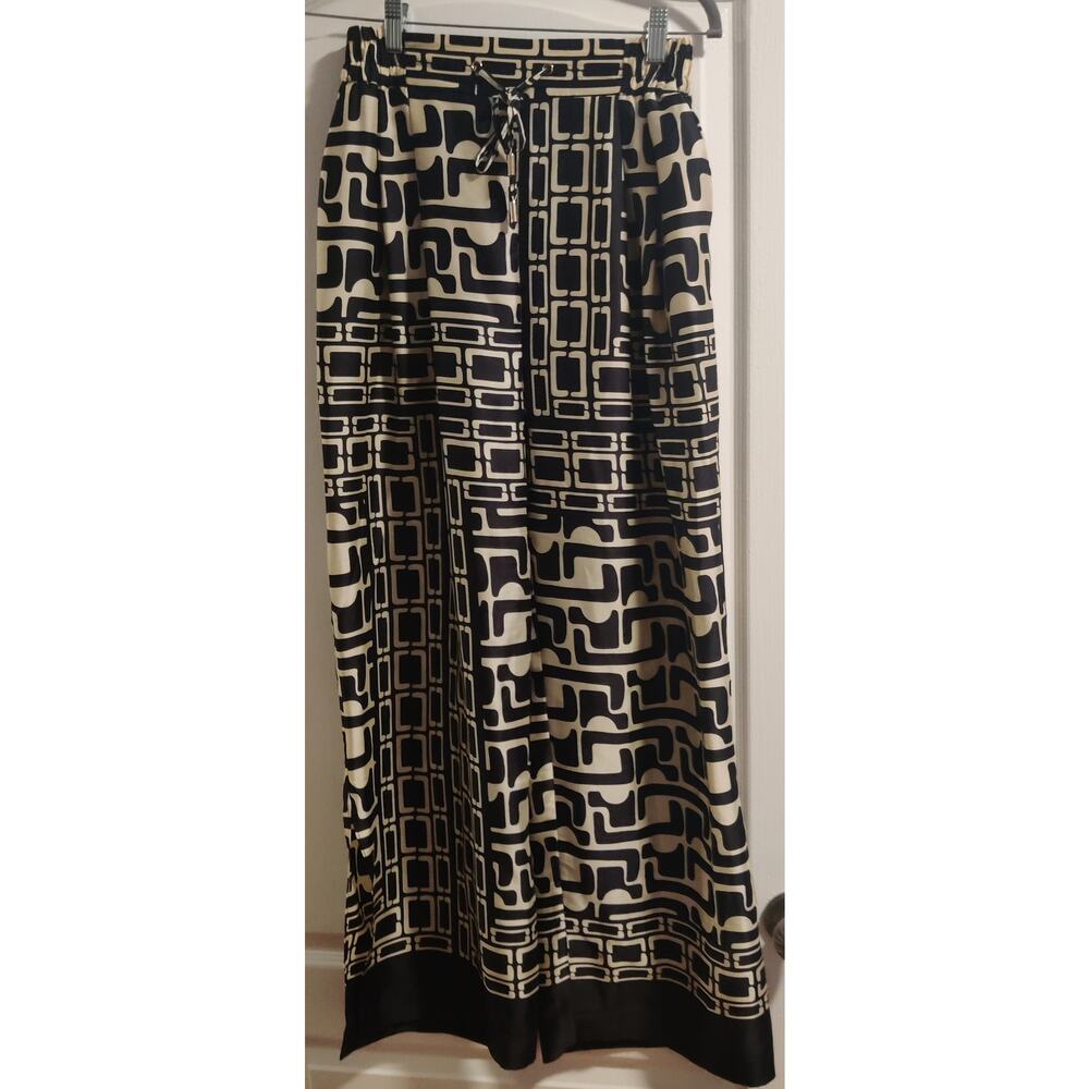 River Island Wide Leg Geometric Print Palazzo Pants Size 10 Flowy Resortwear